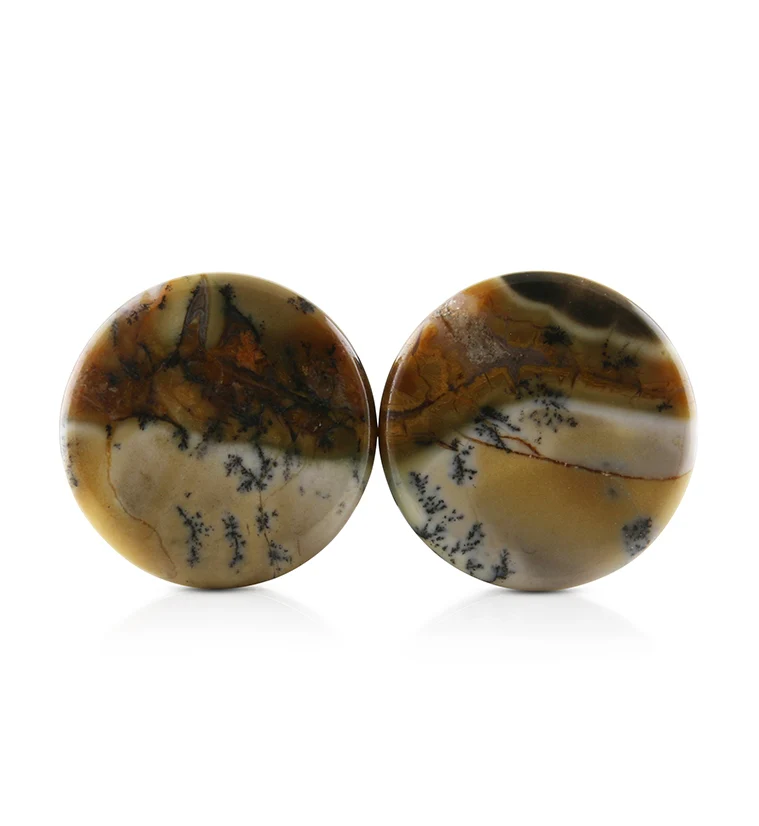 Amethyst Sage Dendritic Chalcedony Stone Plugs 3-4" (19mm)