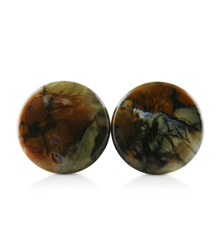 Amethyst Sage Dendritic Chalcedony Stone Plugs 3-4" (19mm) Version 3