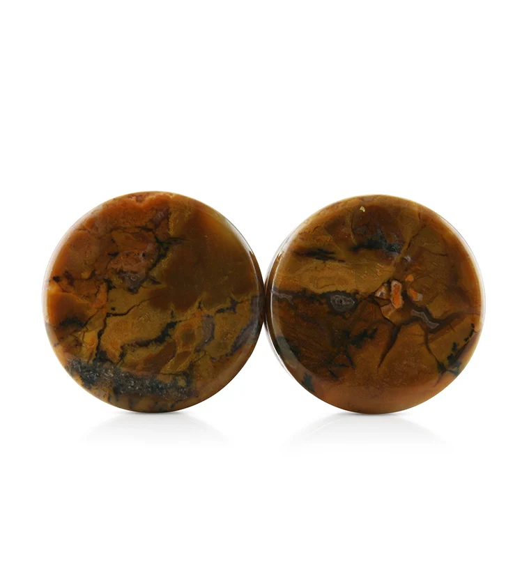 Amethyst Sage Dendritic Chalcedony Stone Plugs 3-4" (19mm) Version 4