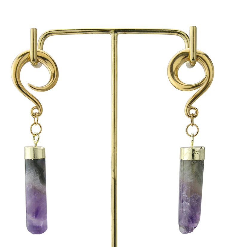 Gold PVD Amethyst Tower Hangers - Image 2