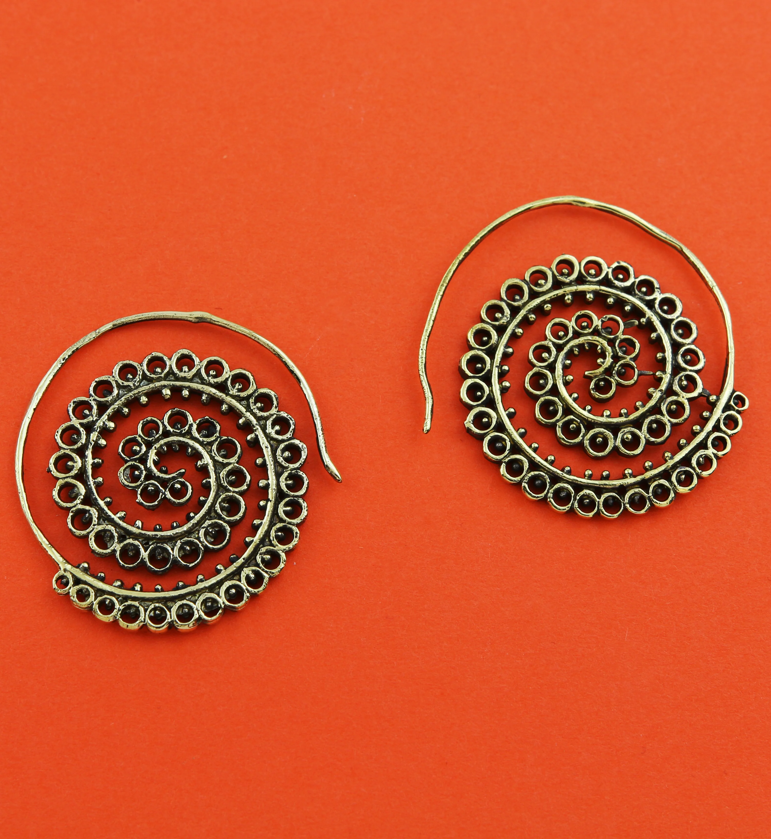 Ammonite Swirl Brass Earrings/Hangers