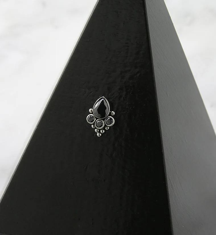 Amulet Beaded Black CZ Titanium Threadless Top - Image 2