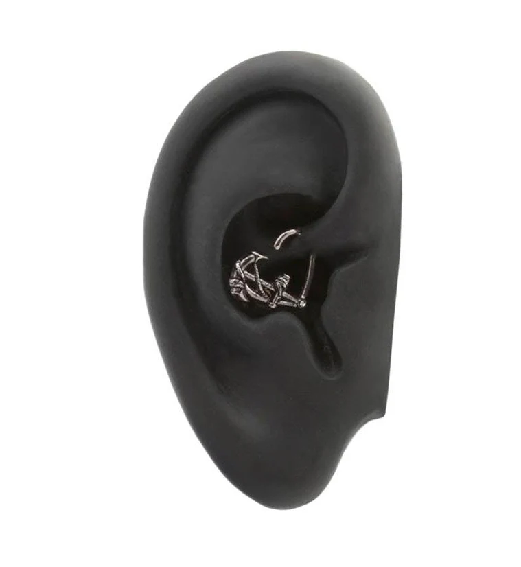 Anchor Heart Hoop Daith Ring - Image 2