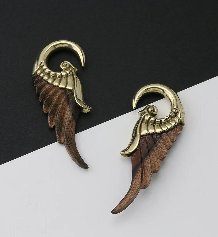 Angel Wing Areng Wood Brass Ear Weights - Image 2