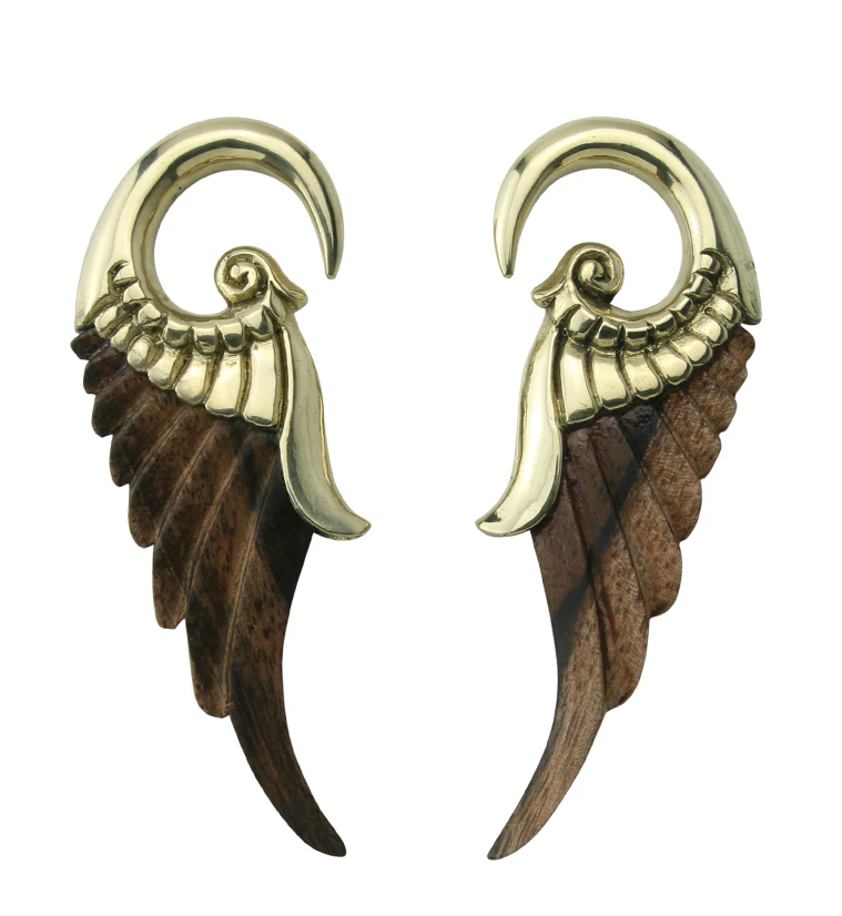 Angel Wing Areng Wood Brass Ear Weights - Image 3