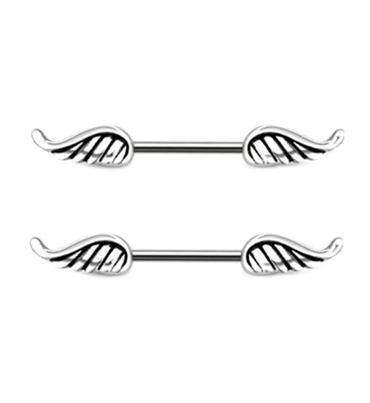 Angel Wings Nipple Ring Barbell