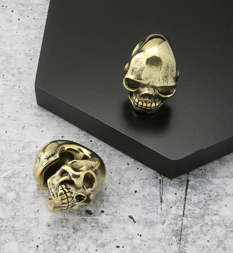 Deep Skull Brass Ear Weights - Image 2