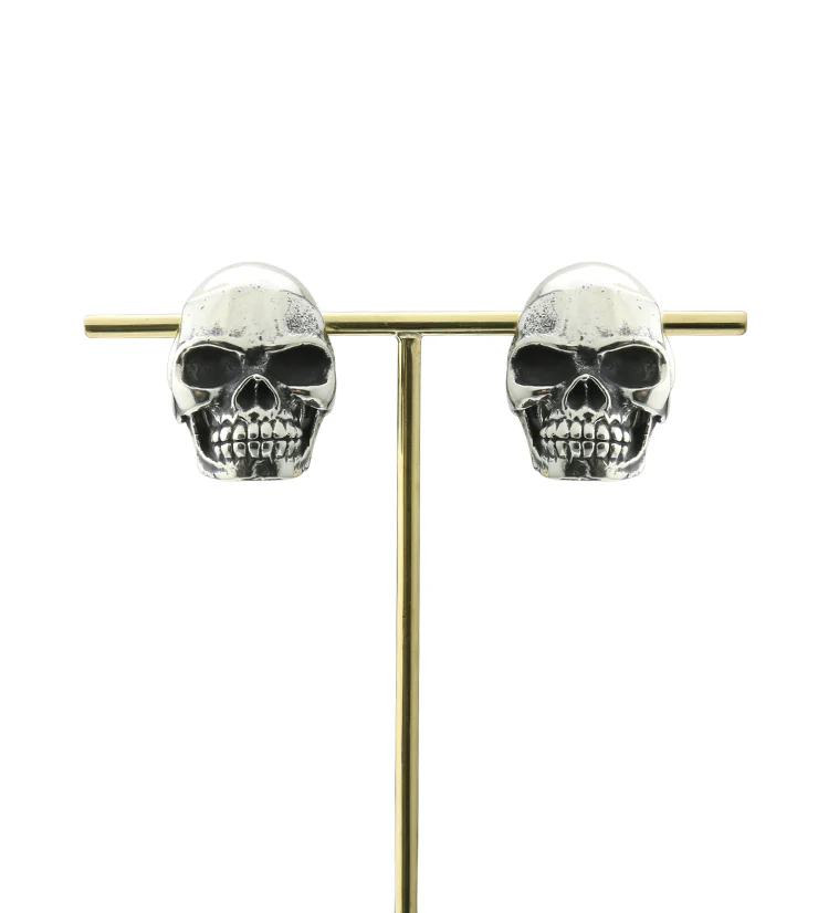 Deep Skull White Brass Ear Weights - Image 3