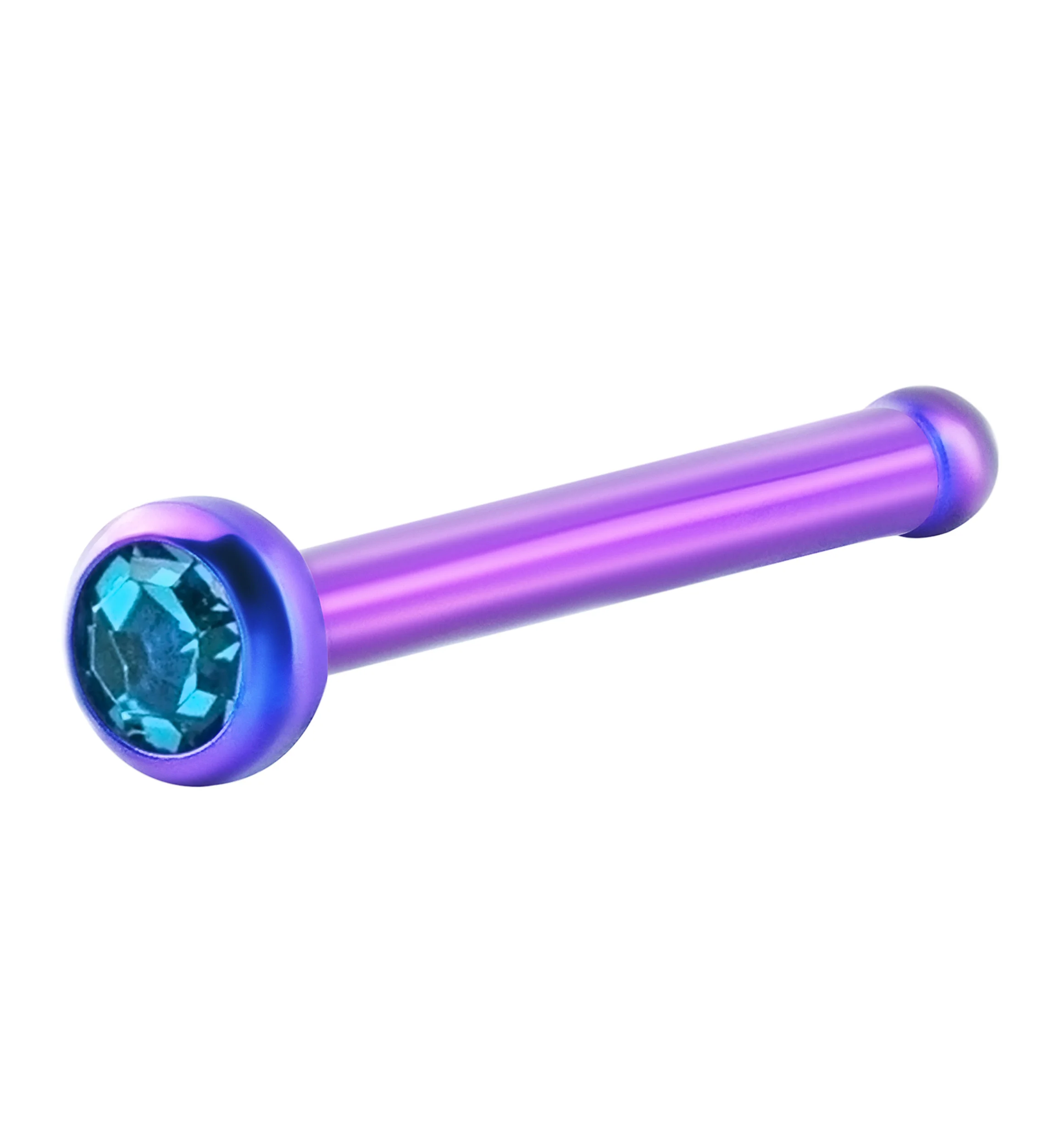 Anodized Blurple With Blue Zircon CZ Titanium Nosebone