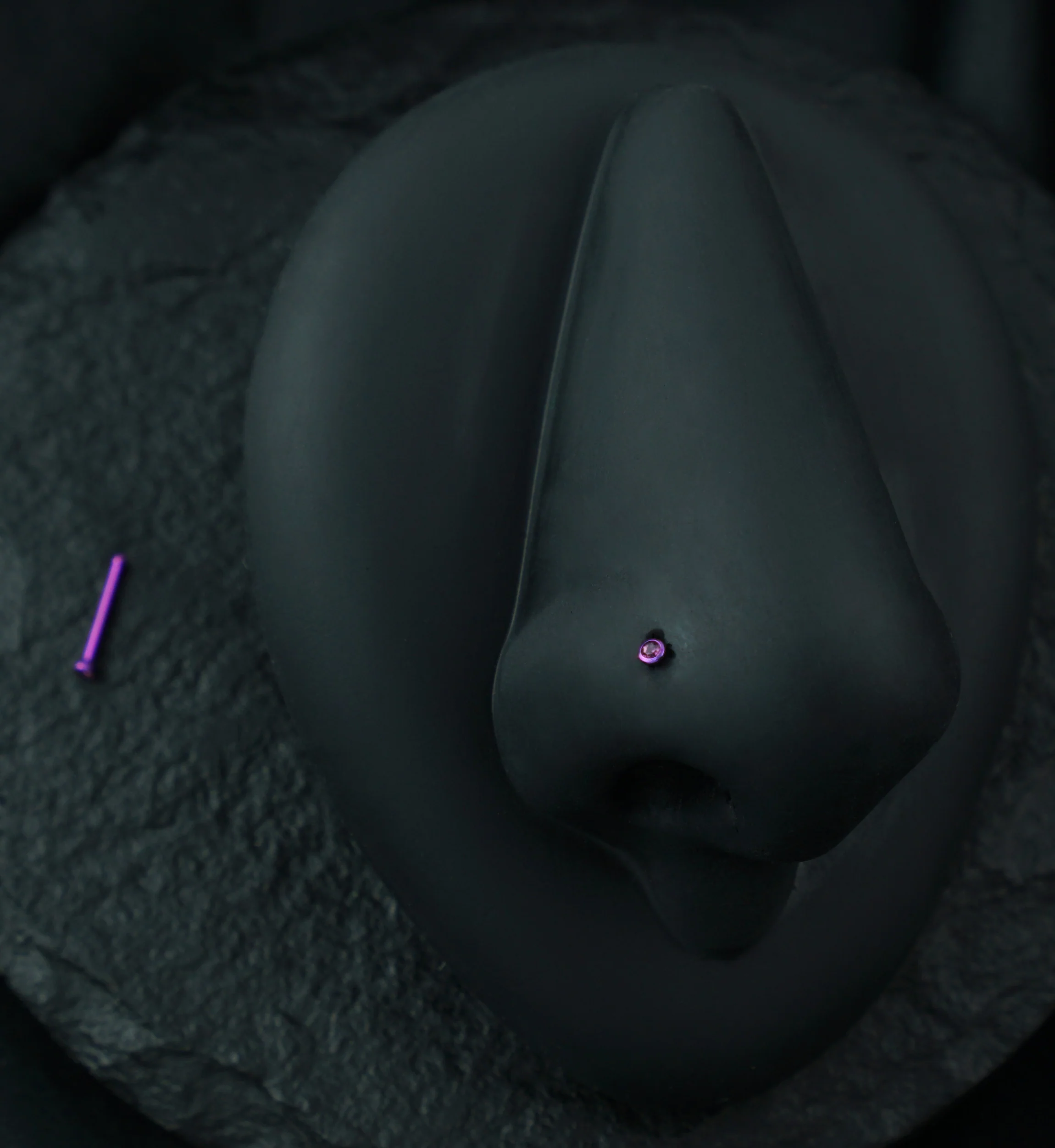 Anodized Purple With Pink CZ Titanium Nosebone - Image 2