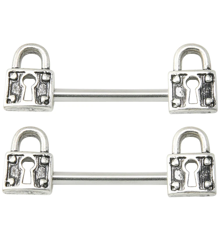 Antique Lock Stainless Steel Nipple Barbell