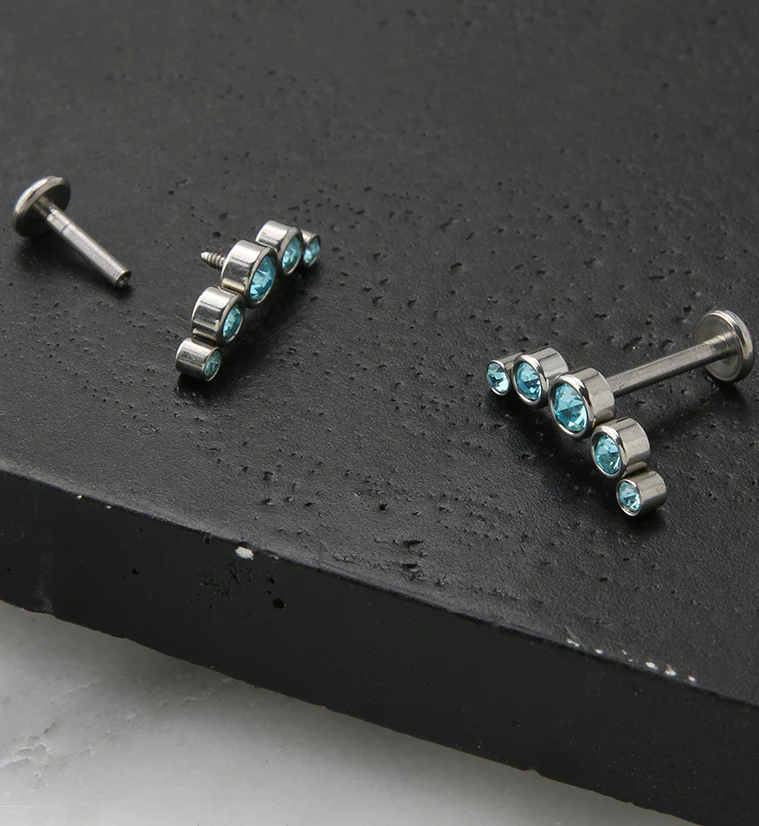 Aqua Arch CZ Labret Post - Image 2