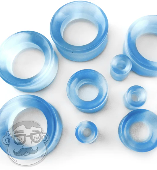 Aqua Cat's Eye Glass Concave Tunnel Plugs - Image 5