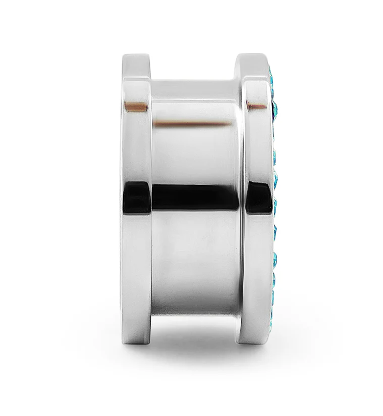 Aqua CZ Diamond Rim Tunnels - Image 3