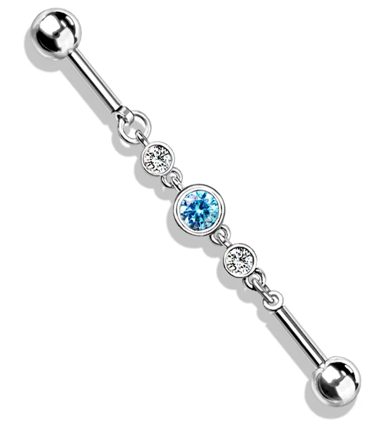 Aqua CZ Linked Industrial Barbell