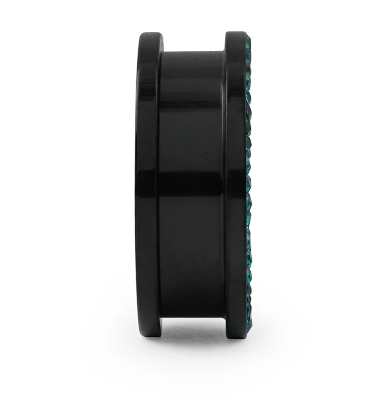 Aqua CZ Rim Black PVD Stainless Steel Tunnels - Image 3