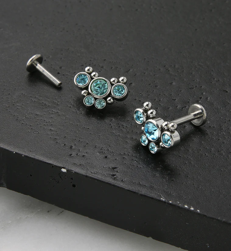 Aqua Passel Gem Labret Post - Image 2