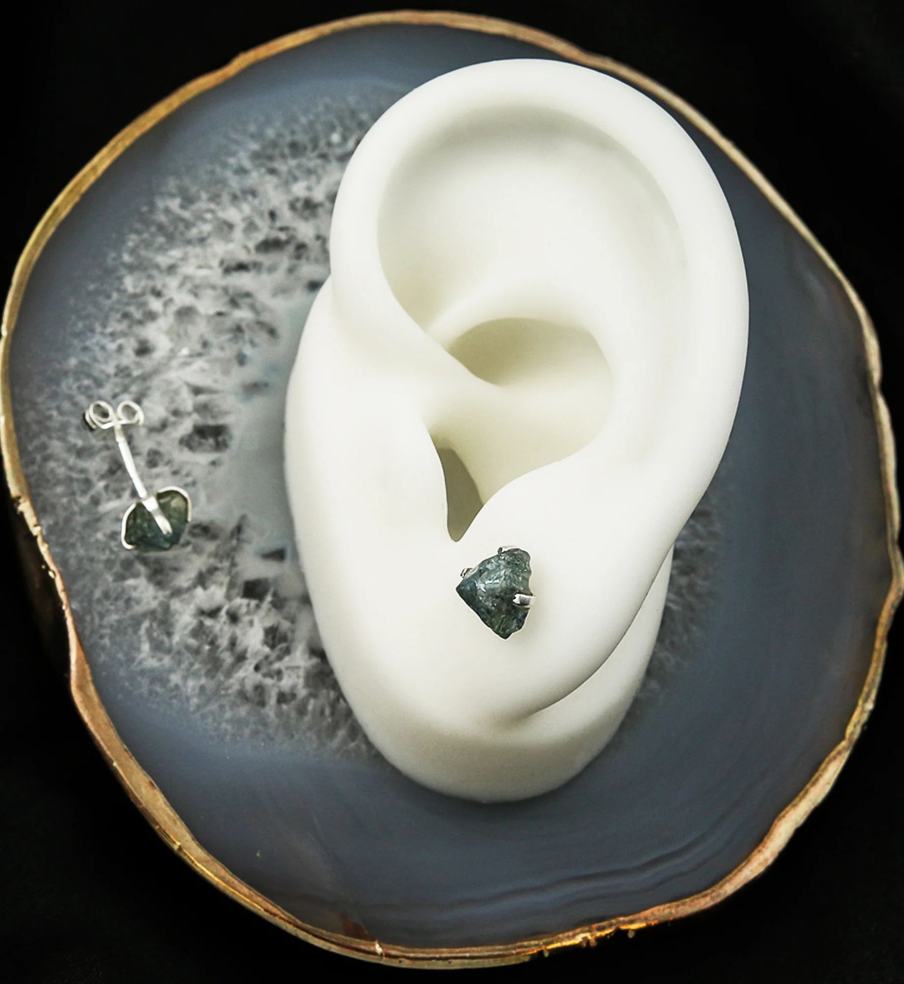Aquamarine Stone Prong Set Sterling Silver Earrings - Image 2