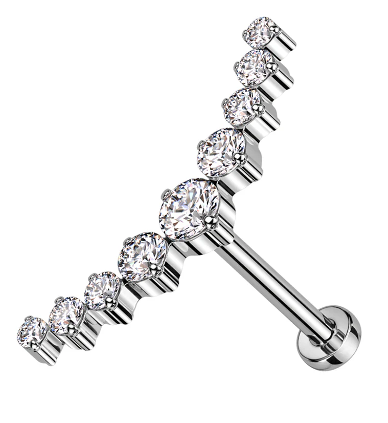 Arc Clear CZ Threadless Titanium Labret