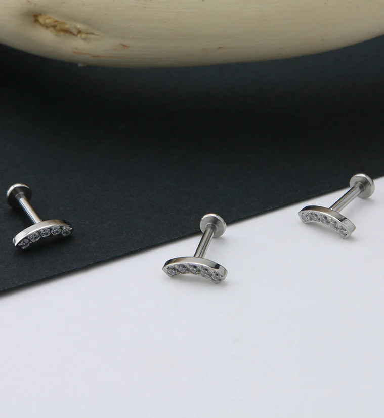 Arc Top Prong Set CZ Labret Post - Image 2