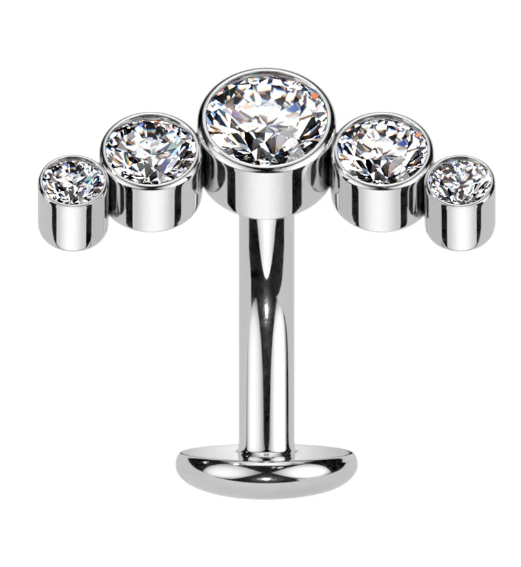 Arch Clear CZ Titanium Threadless Floating Belly Button Ring (Convex Disk)