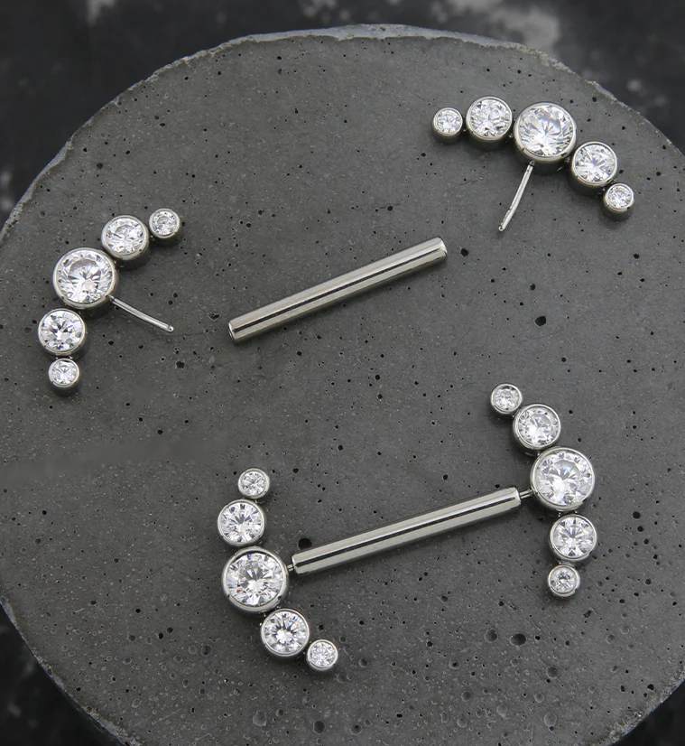 Arch Clear CZ Titanium Threadless Nipple Ring Barbell - Image 2