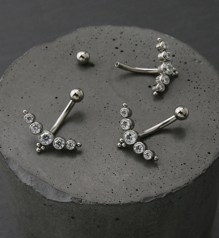 Arch CZ Internally Threaded Titanium Curved Barbell - Image 2