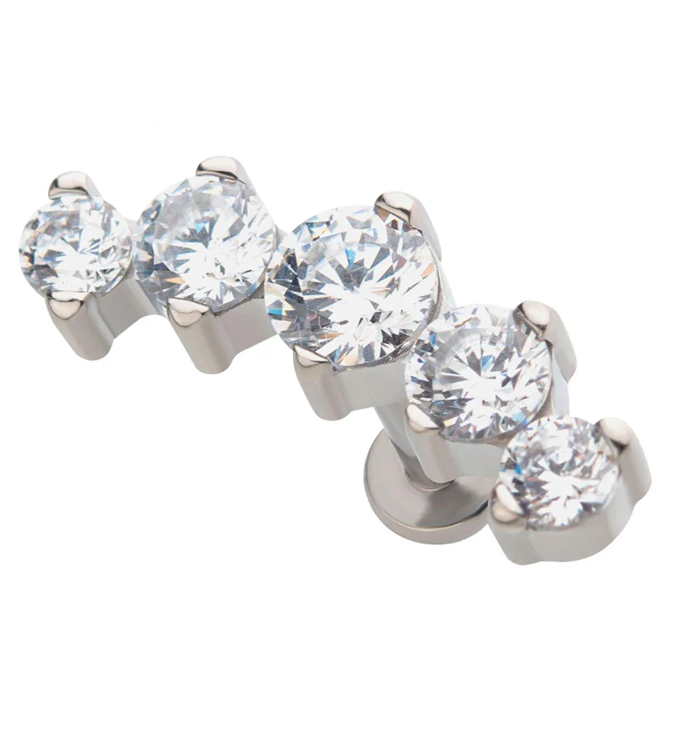 Arch Prong CZ Stainless Steel Internally Threaded Labret