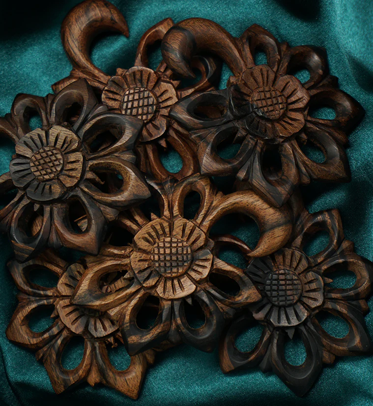 Areng Wood Blooming Flower Hanger Plugs - Image 3