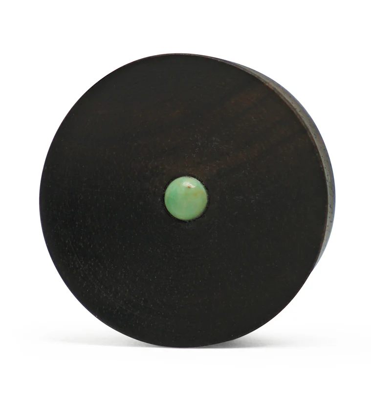 Areng Wood Plugs with Green Turquoise Inlay - Image 4