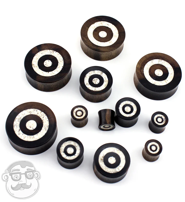 Areng Wood Plugs With White Target Stone Inlay - Image 2