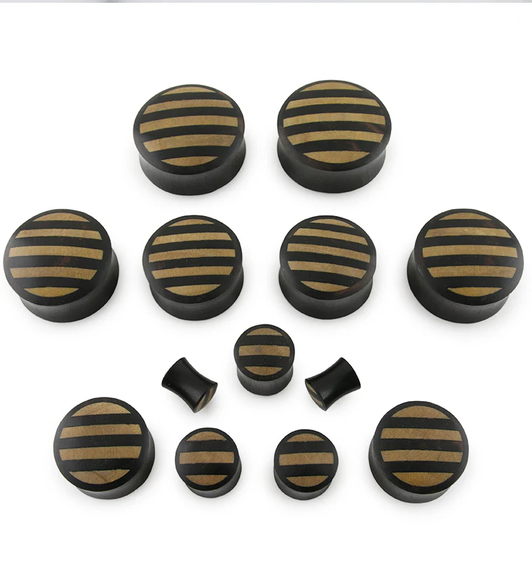Areng Wooden Plugs With Striped Inlay - Image 2