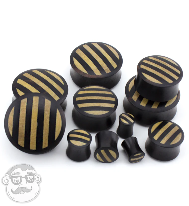 Areng Wooden Plugs With Striped Inlay - Image 3