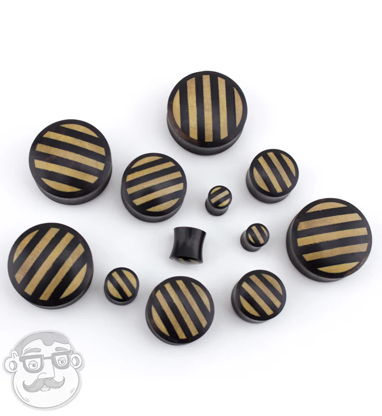 Areng Wooden Plugs With Striped Inlay - Image 6