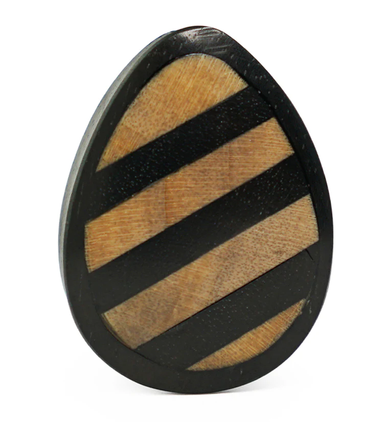 Areng Wooden Teardrop Plugs With Striped Inlay - Image 4