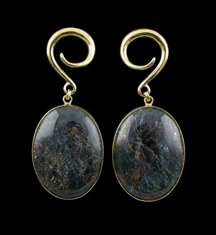Arfvedsonite Stone Hanging Oval Ear Weights