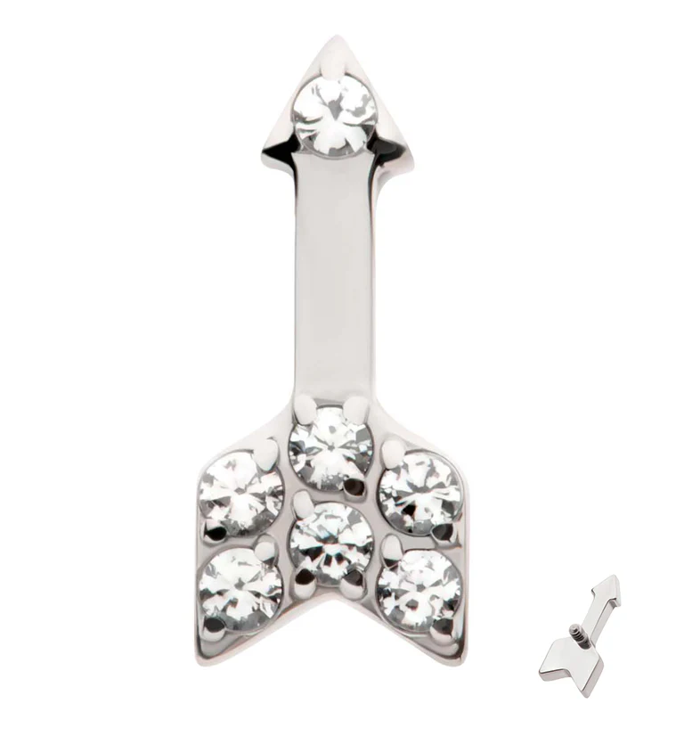 Arrow Pave Clear CZ Internally Threaded Titanium Top