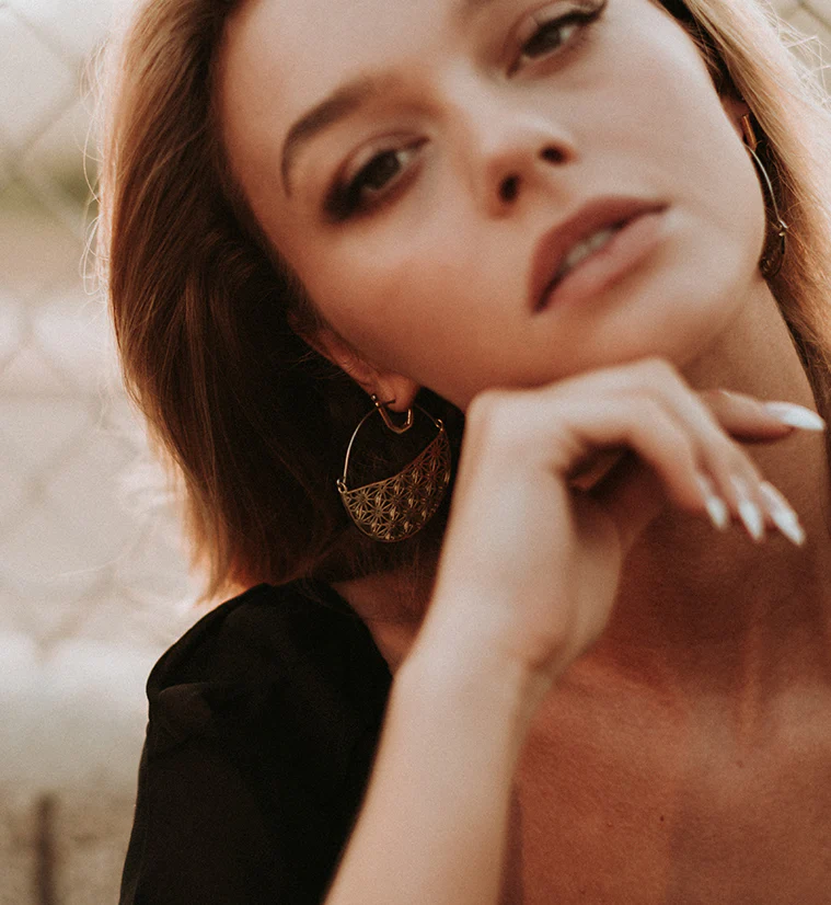 Asanoha Titanium Hangers - Earrings - Image 2