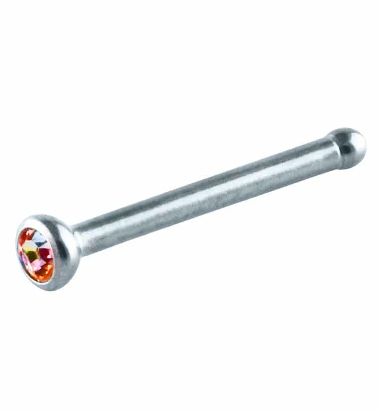 Aurora Blaze CZ Bezel Set Titanium Nosebone