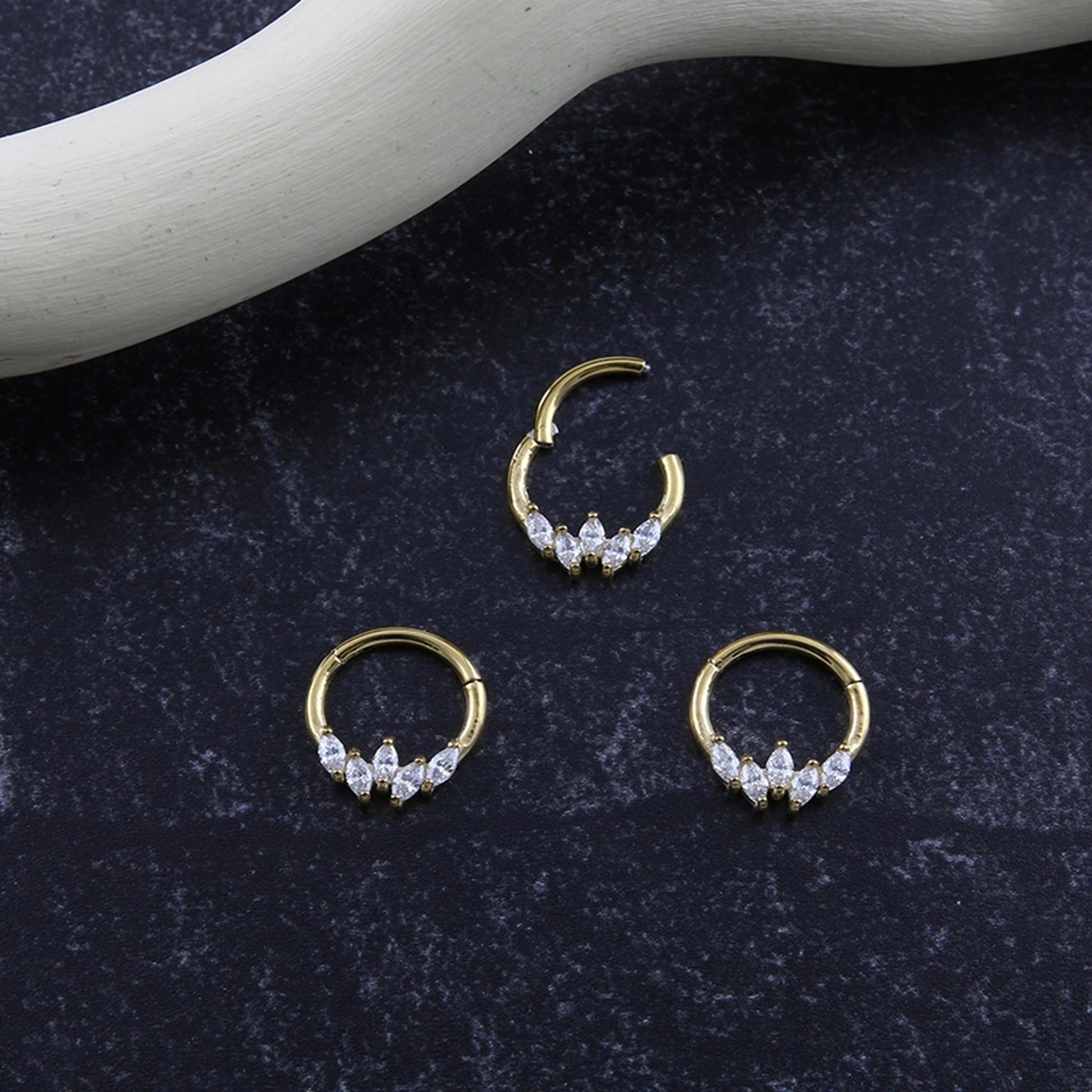 Auroral CZ Gold PVD Hinged Segment Ring - Image 3