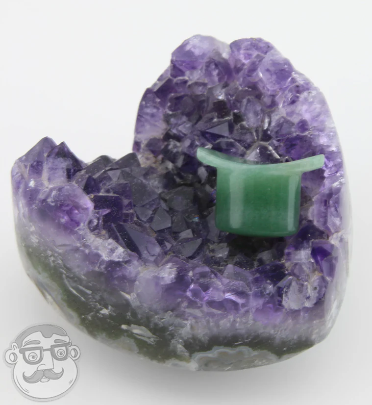 Aventurine Stone Oval Labret Plug 1/2" (12mm) - Image 4