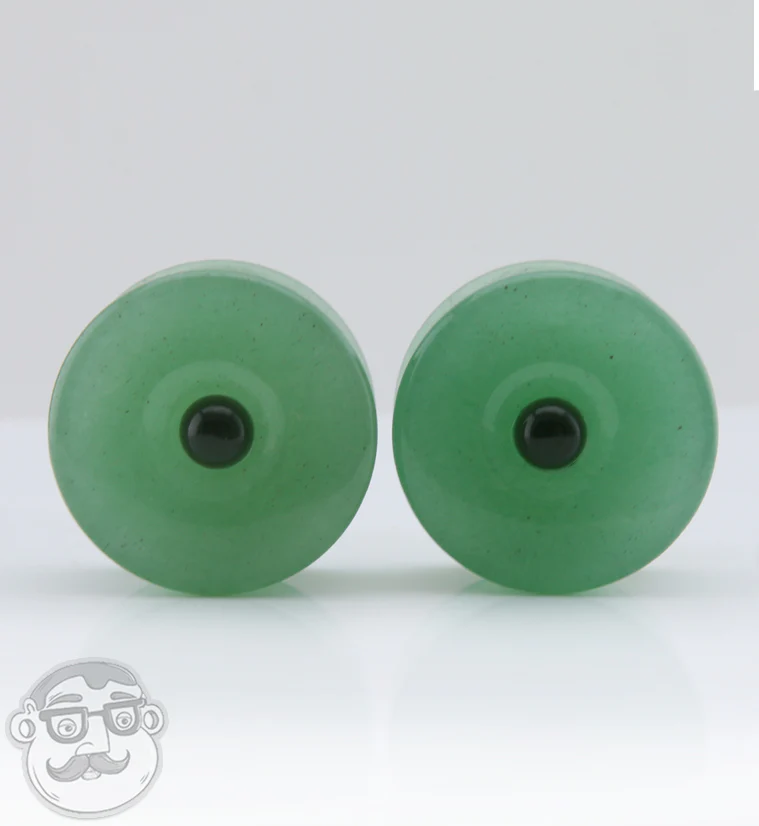Aventurine Stone Plugs with Micro Obsidian Inlay - Image 4