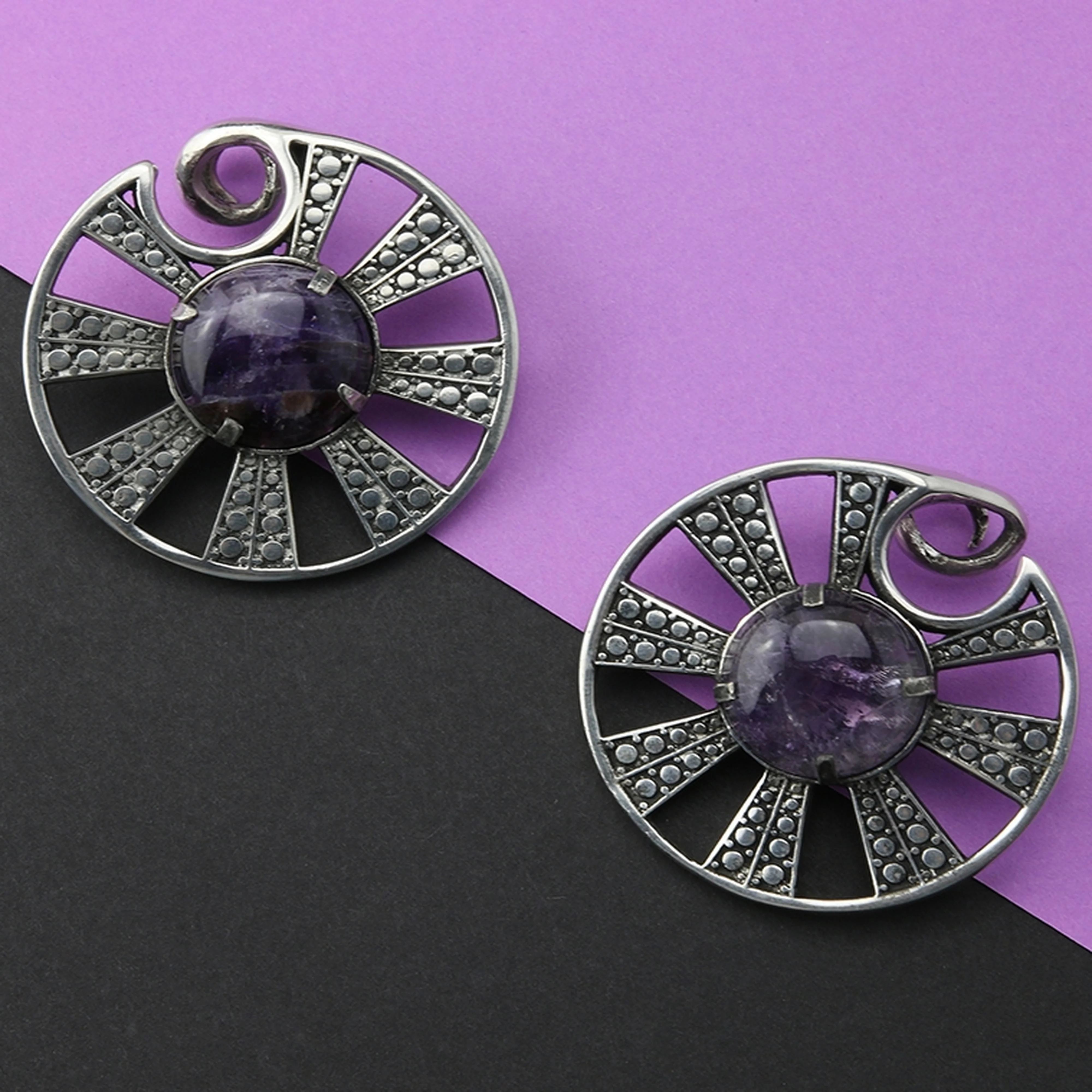 Awry Amethyst Stone Ear Weights - Image 2