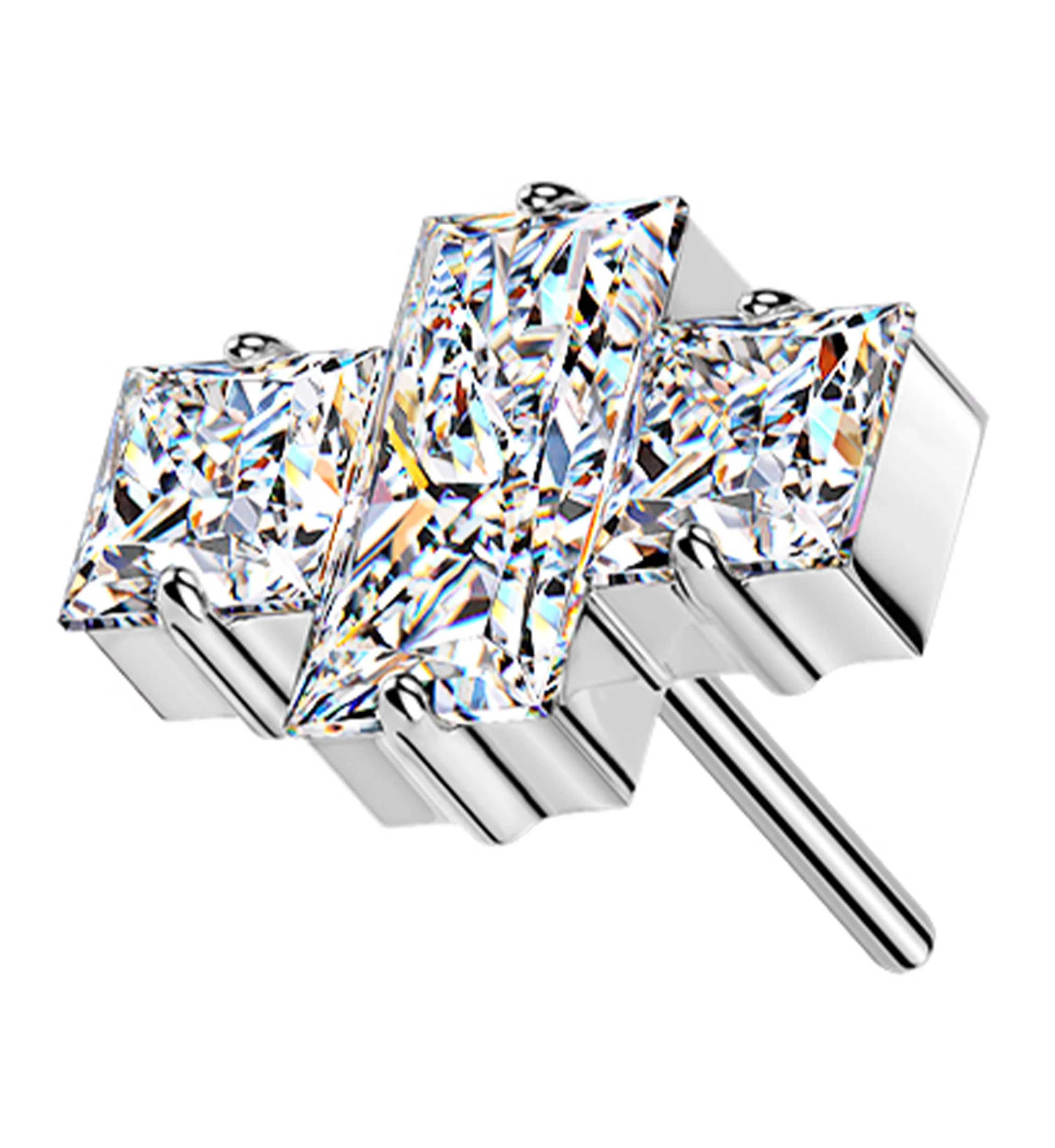 Baguette Cross Clear CZ Titanium Threadless Top