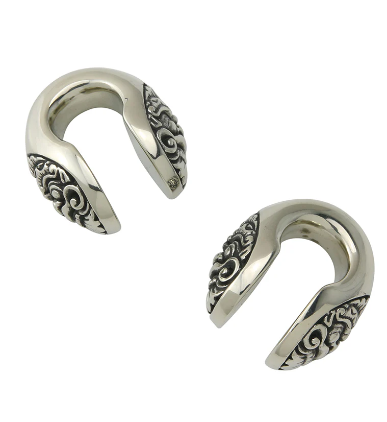 Barong Keyhole White Brass Ear Weights - Image 3