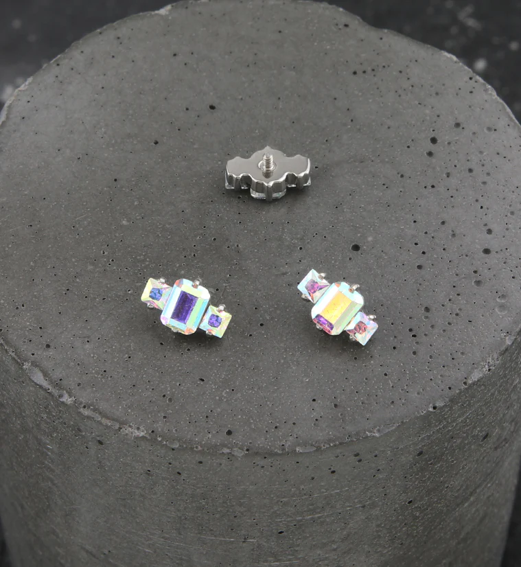Baronial Rainbow Aurora CZ Titanium Internally Threaded Top - Image 2