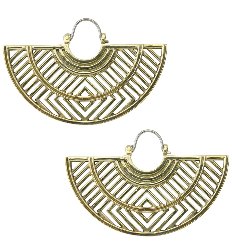 Barred Brass Titanium Hangers / Earrings - Image 3