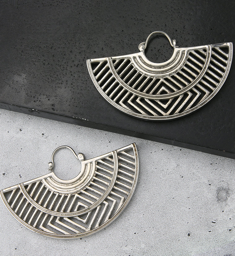 Barred White Brass Titanium Hangers / Earrings - Image 2