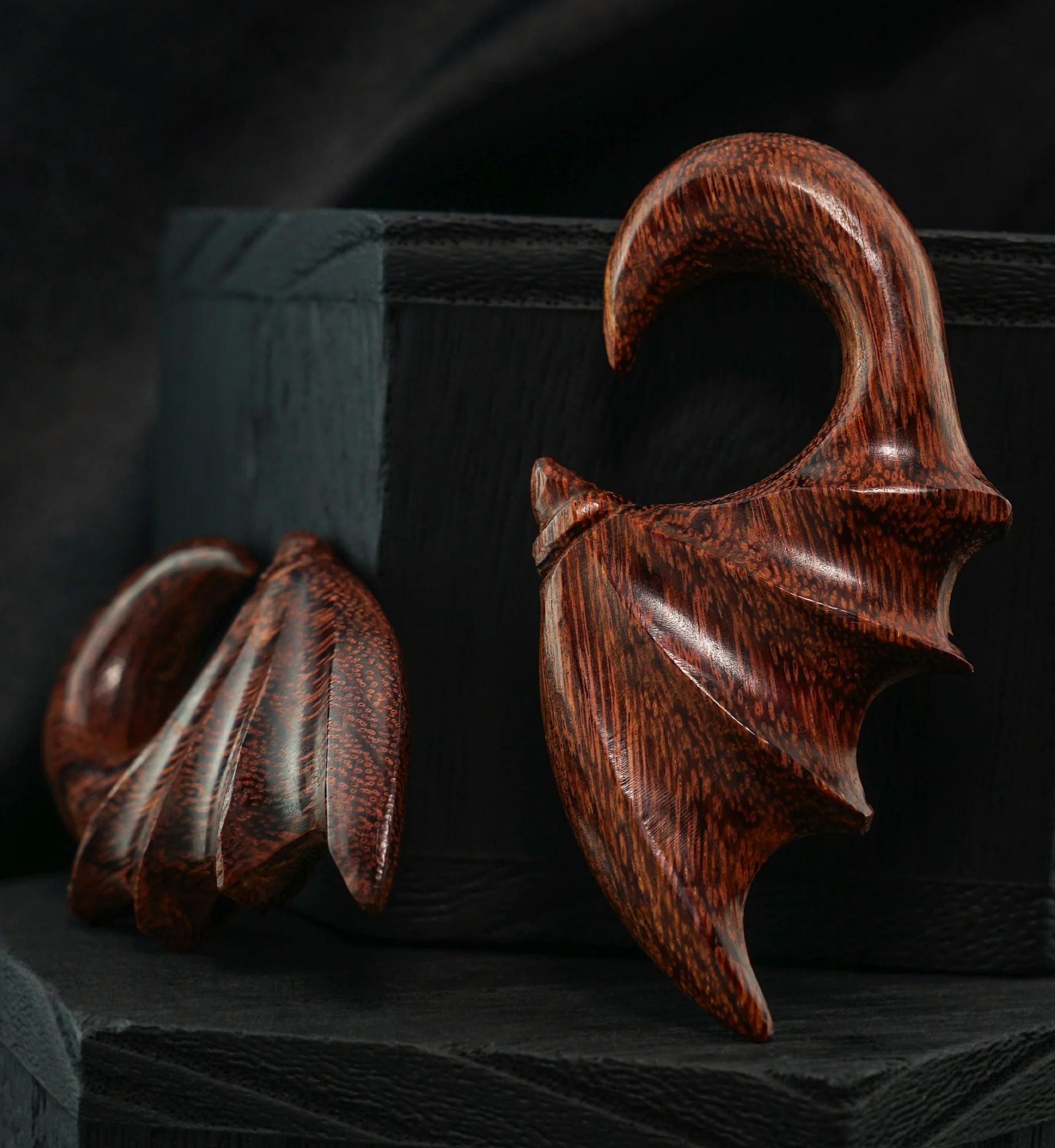 Batwing Dark Tamarind Wooden Spiral Hangers - Image 2