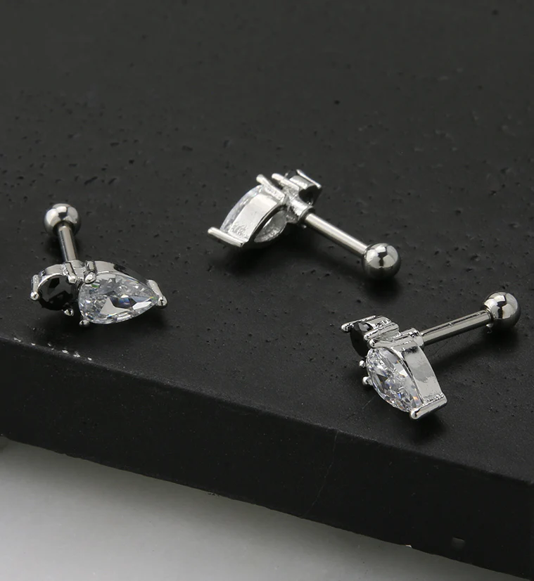 Bauble Black CZ Cartilage Barbell - Image 2